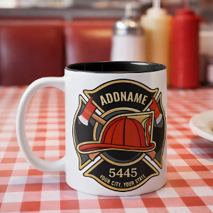 Tasse 2 Couleurs Insigne personnalisé du département de la caserne 
