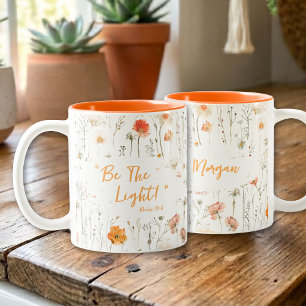 Tasse 2 Couleurs Inspirationnel Soyez la Lumière Fleurs Sauvages Fo