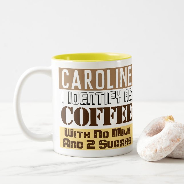 Tasse 2 Couleurs Instructions de boissons avec nom (Avec donut)
