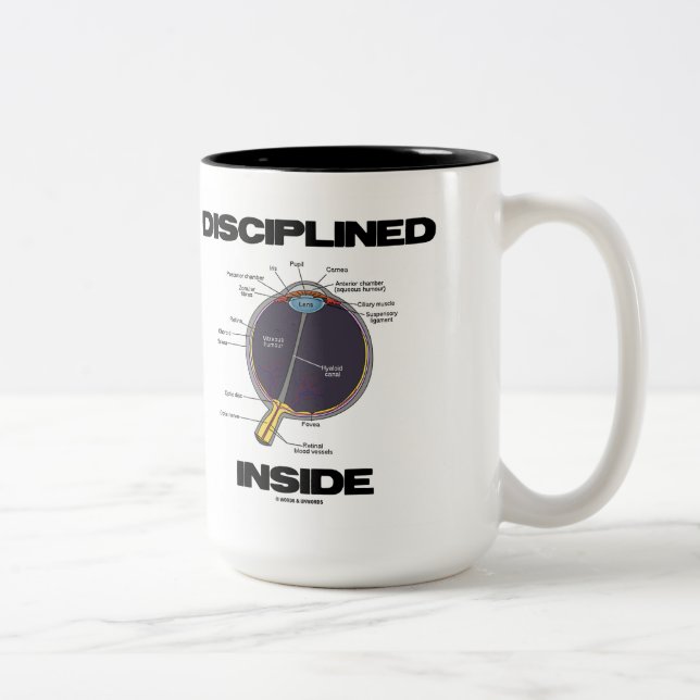 Tasse 2 Couleurs Intérieur discipliné de l'oeil (i) (humour (Droit)