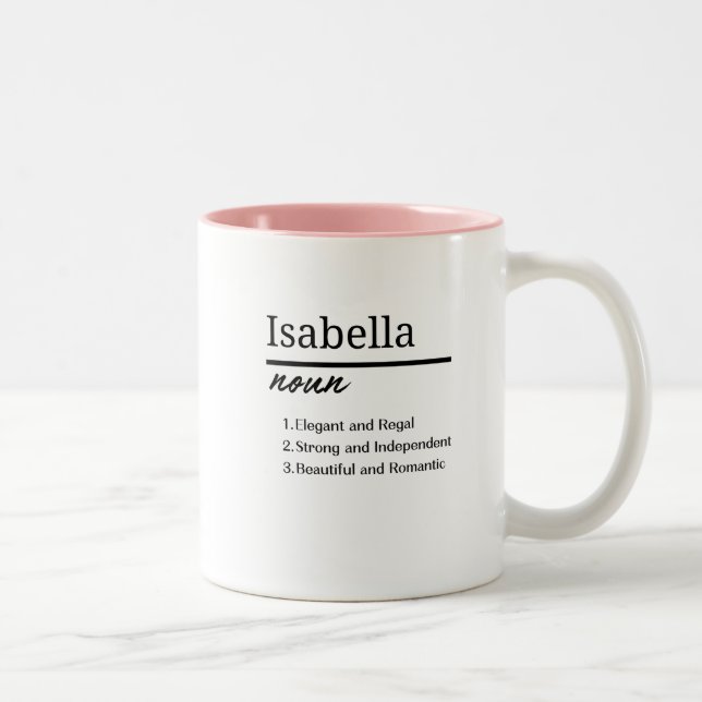 Tasse 2 Couleurs Isabella, Fille Nom Personnalisé Définition (Droit)