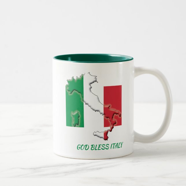 Tasse 2 Couleurs ITALIE CARTE DES DRAPEAUX Écritures Customisées (Droit)