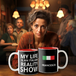 Tasse 2 Couleurs Italie Reality Show : Drôle cadeau personnalisé