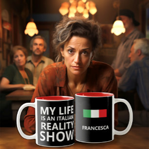 Tasse 2 Couleurs Italie Reality Show : Drôle cadeau personnalisé