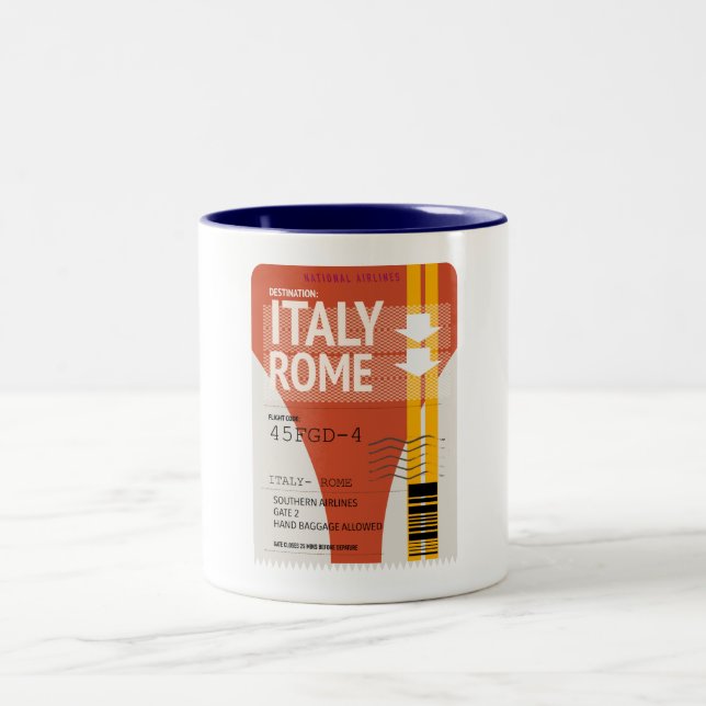 Tasse 2 Couleurs Italie Rome billet vacances (Centre)