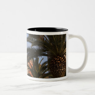 Tasse 2 Couleurs Italie, Sardaigne, Cagliari. Bâtiments et palmier