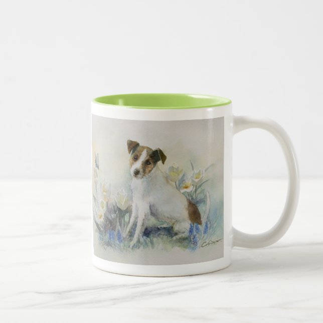 Tasse 2 Couleurs Jack Russell Terrier Aquarelle Peinture de chien (Droit)