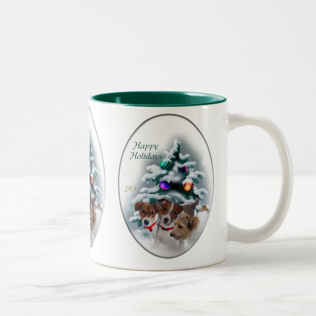 Tasse 2 Couleurs Jack Russell Terrier Cadeaux de Noël (Droit)