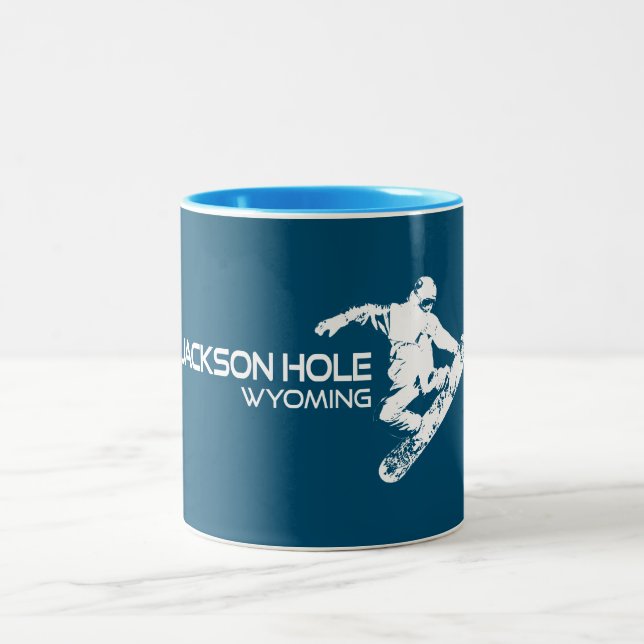 Tasse 2 Couleurs Jackson Hole Wyoming Snowboardeur (Centre)