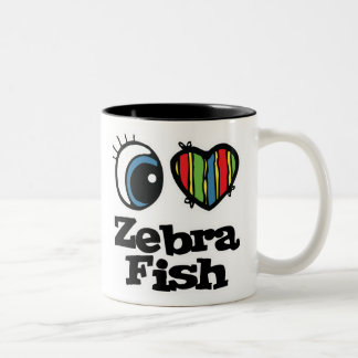 Tasse 2 Couleurs J'adore (Cœur) le poisson zèbre