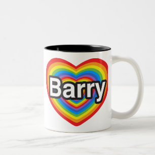 Tasse 2 Couleurs J'aime Barry. Je t'aime Barry. Coeur