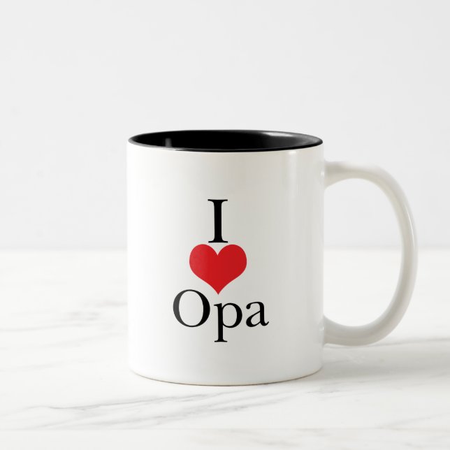 Tasse 2 Couleurs J'aime (coeur) Opa (Droit)