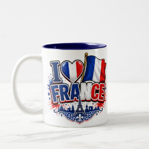 Tasse 2 Couleurs J'aime FRANCE Équipe France 2026 Coq Football