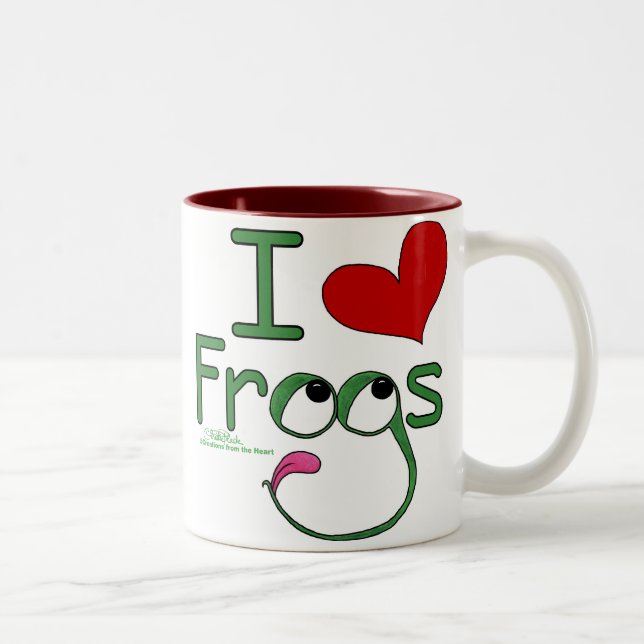 Tasse 2 Couleurs J'aime FROGS (Droit)