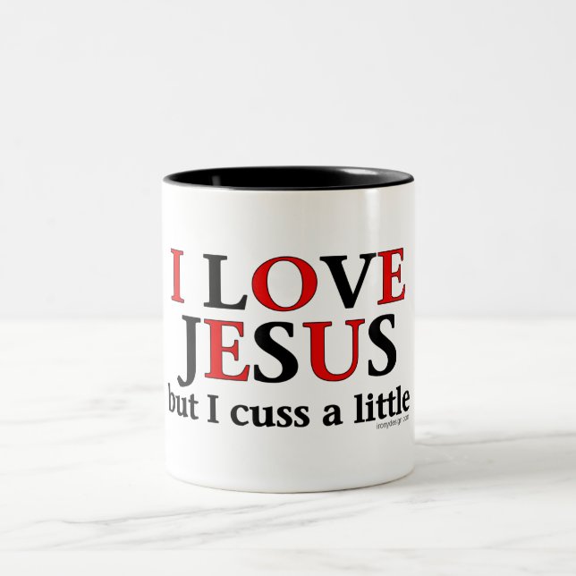Tasse 2 Couleurs J'aime Jésus [mais moi jurent] (Centre)