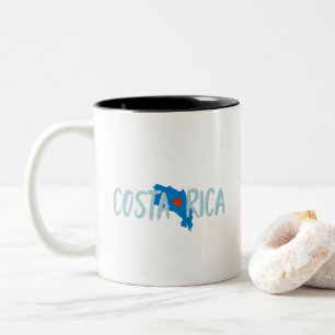 Tasse 2 Couleurs J'aime le café de souvenir de carte du Costa Rica
