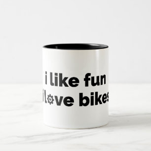 Tasse 2 Couleurs J'aime le plaisir J'adore les vélos