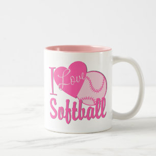 Tasse 2 Couleurs J'Aime Le Softball Rose