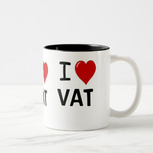 Tasse 2 Couleurs J'aime le triple du coeur TVA de l'amour TVA I de