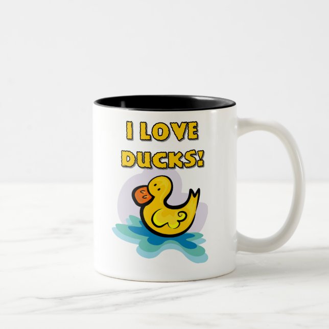 Tasse 2 Couleurs J'aime les canards (Droit)