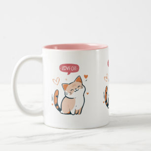 Tasse 2 Couleurs J'aime les chats mignon dessin