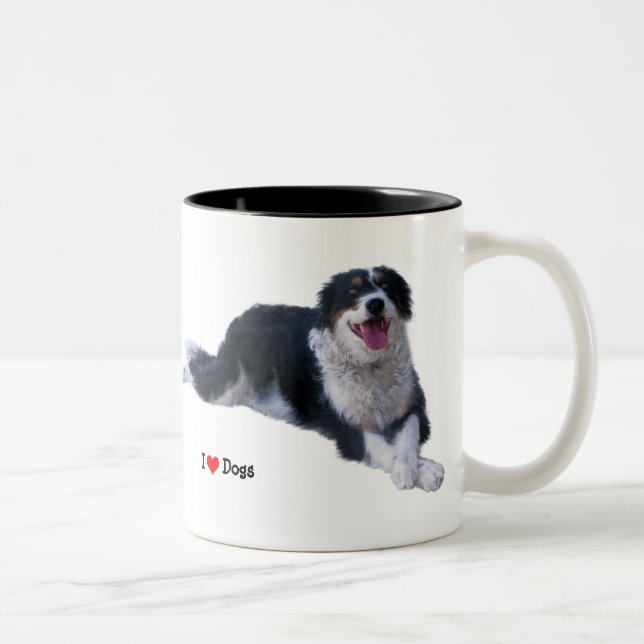 Tasse 2 Couleurs J'aime les chiens (Droit)