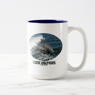 Tasse 2 Couleurs J'Aime Les Dauphins (Dauphin De Bottlenose)