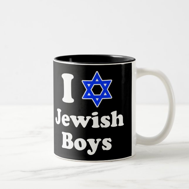 Tasse 2 Couleurs J'aime les garçons juifs (Droit)