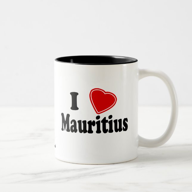 Tasse 2 Couleurs J'aime les Îles Maurice (Droit)