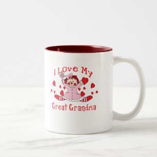Tasse 2 Couleurs J'aime ma grands poupée et coeurs de chiffon de