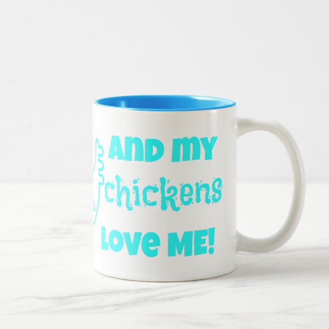 Tasse 2 Couleurs "J'aime mes poulets - et mes poulets m'aiment ! " (Droit)