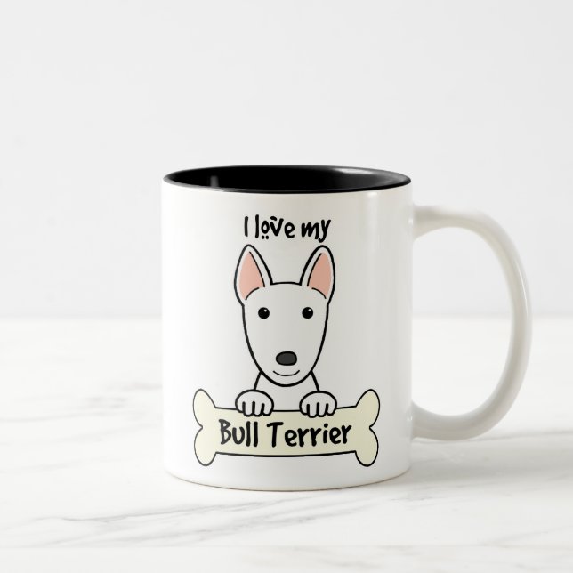 Tasse 2 Couleurs J'aime mon bull-terrier (Droit)