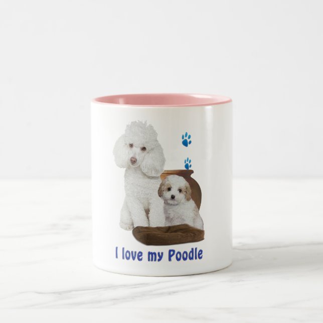 Tasse 2 Couleurs J'aime mon caniche (Centre)