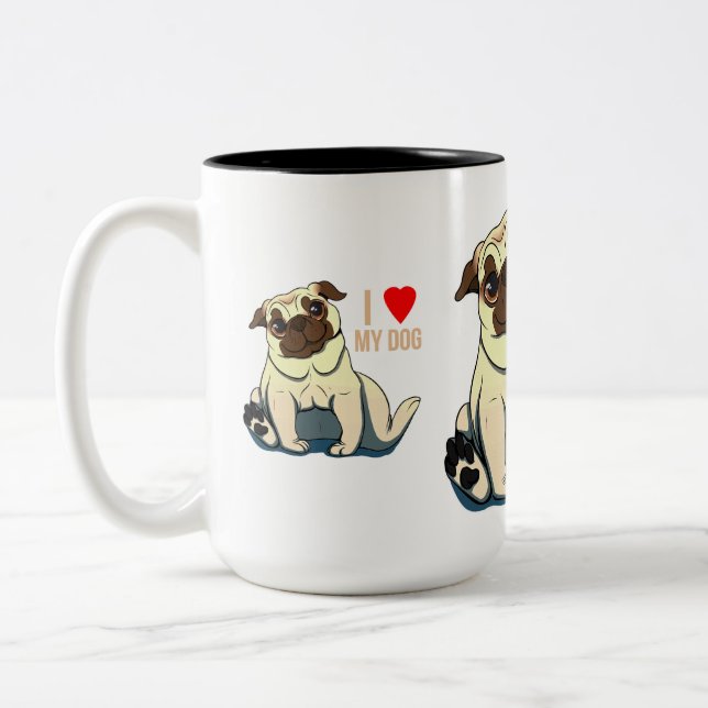 Tasse 2 Couleurs J'Aime Mon Chien (Gauche)