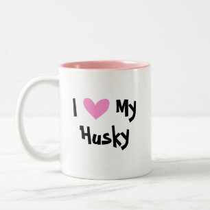Tasse 2 Couleurs J'aime mon chien de traîneau sibérien/Malamute