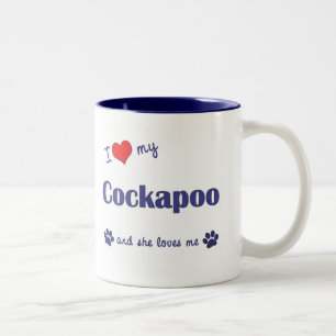Tasse 2 Couleurs J'aime mon Cockapoo (le chien femelle)