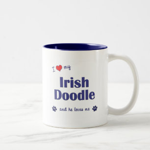 Tasse 2 Couleurs J'aime mon griffonnage irlandais (le chien