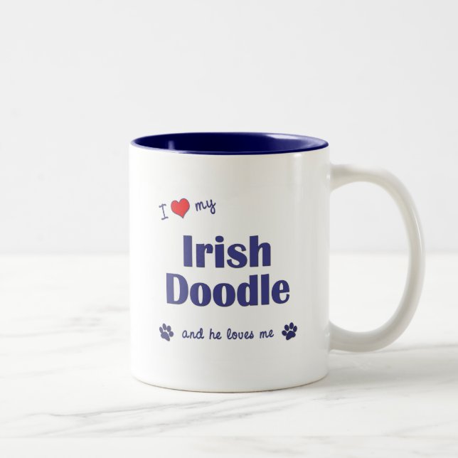 Tasse 2 Couleurs J'aime mon griffonnage irlandais (le chien (Droit)