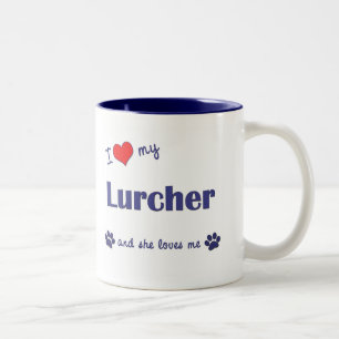 Tasse 2 Couleurs J'aime mon Lurcher (le chien femelle)