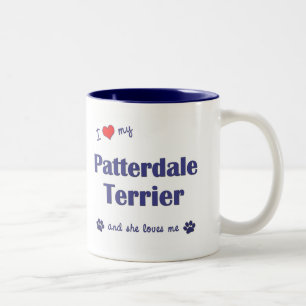 Tasse 2 Couleurs J'aime mon Patterdale Terrier (le chien femelle)