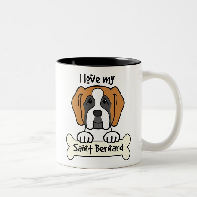 Tasse 2 Couleurs J'aime mon St Bernard (Droit)
