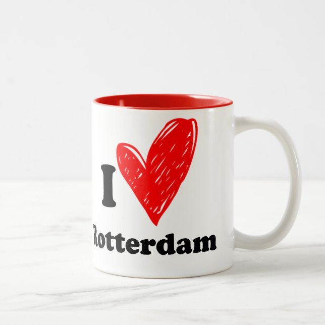 Tasse 2 Couleurs J'aime Rotterdam (Droit)