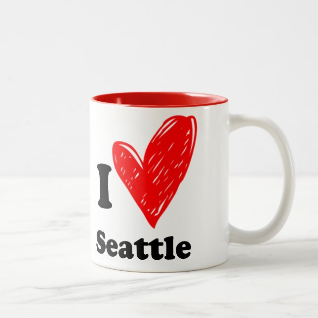 Tasse 2 Couleurs J'aime Seattle (Droit)