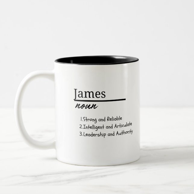 Tasse 2 Couleurs James, Garçon Nom Personnalisé Définition (Gauche)