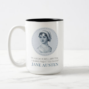 Tasse 2 Couleurs Jane Austen Portrait et citation sur la lecture