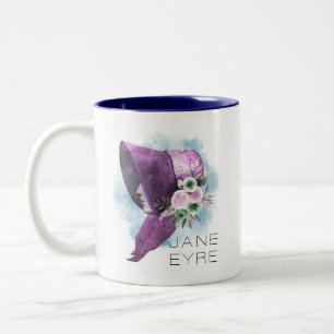 Tasse 2 Couleurs Jane Eyre Bonnet Fleurs violettes et bleues