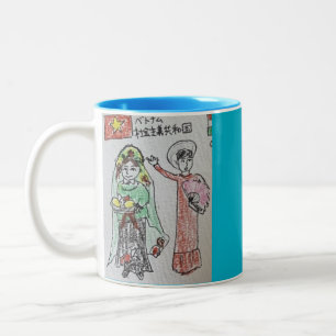 Tasse 2 Couleurs Japonais griffé et dessiné