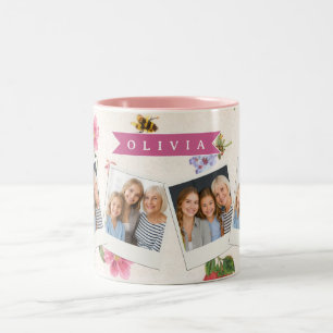 Tasse 2 Couleurs Jardin de fraises personnalisé Cottagecore abeille