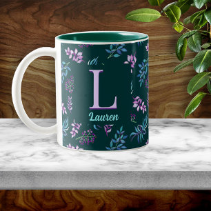 Tasse 2 Couleurs Jardin Floral Aquarelle Joli Personnalisé