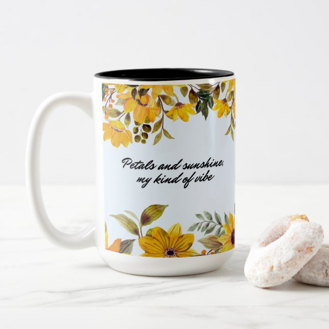 Tasse 2 Couleurs Jardin Jaune et soleil (Avec donut)